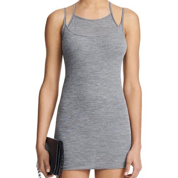 NEW DION LEE SEAMLESS LOOP TANK DRESS Medium Grey Ribbed Knit {$390} Medium - Picture 2 of 12